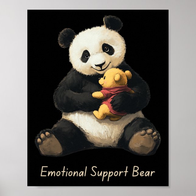 Poster Suporte Emocional Urso De Panda Segurando Um Urso  (Frente)