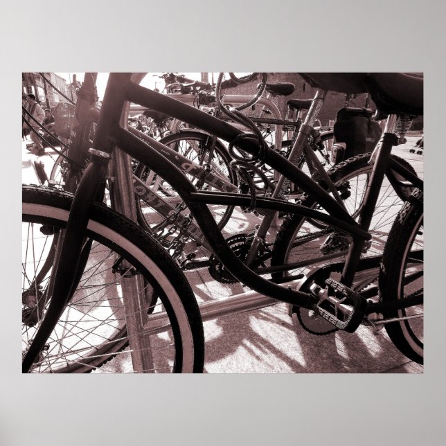 Póster Suporte para Bicicletas - Preto e Branco Tom Quent (Frente)