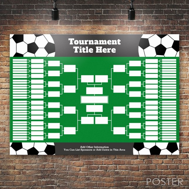 Poster Suporte para torneio de futebol - 64 equipes (Custom Tournament Bracket)