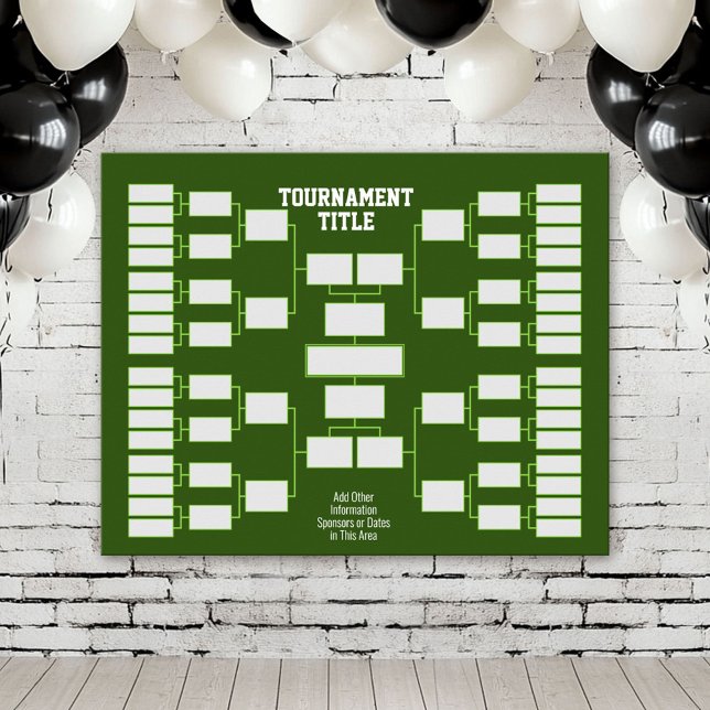 Poster Suporte para torneio desportivo - 32 equipes verde (Custom Tournament Bracket Poster)