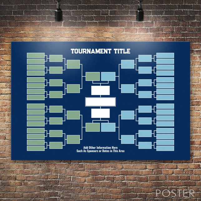 Poster Suporte para Torneio Esportivo - 32 times azuis 4  (Custom Tournament Bracket)