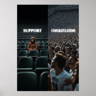 Poster Suporte vs. Motivação do Hustle de Parabéns