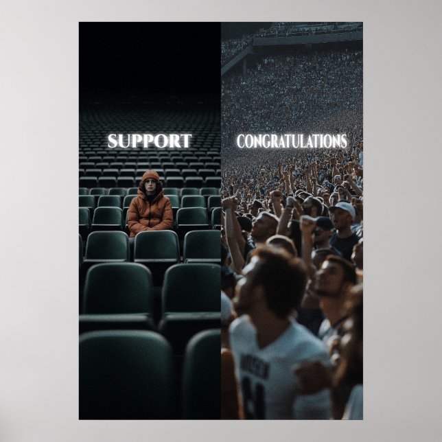 Poster Suporte vs. Motivação do Hustle de Parabéns (Frente)