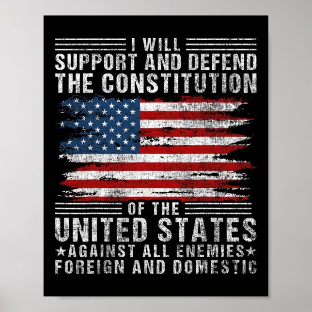 Poster Support And Defend The Constitution - Us Flag 4th  (Frente)