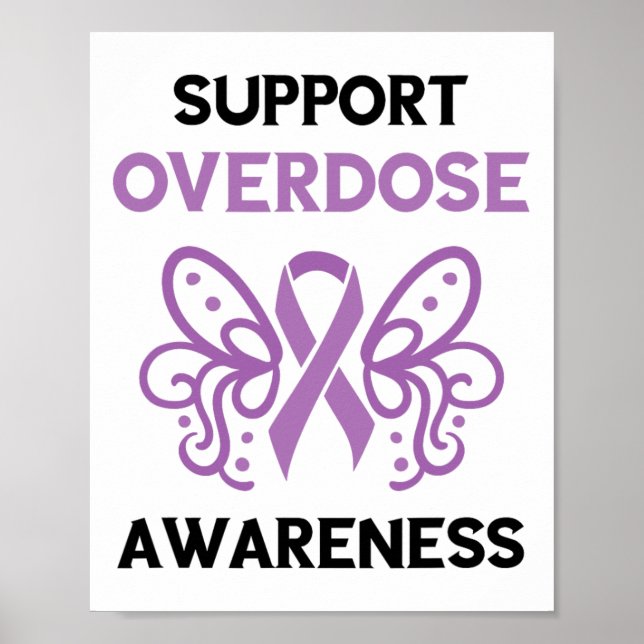 Poster Support Overdose Purple Ribbon Overdose Awareness  (Frente)