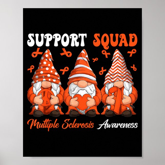 Poster Support Squad Multiple Sclerosis Gnomes With Orang (Frente)