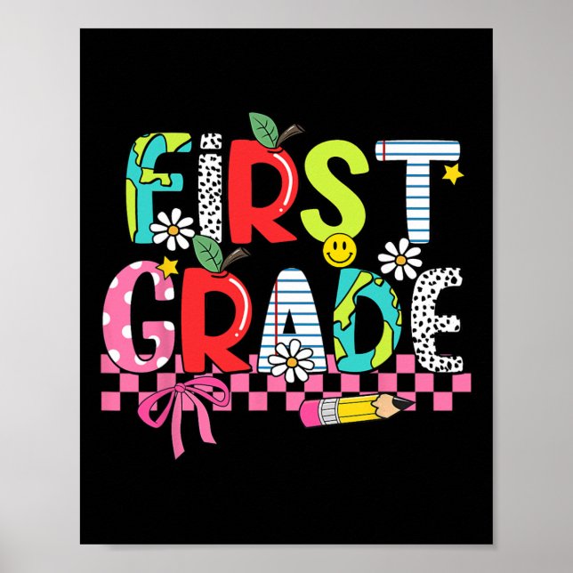 Poster Suprimentos Preppy Primeiro Ano Feliz Último Dia d (Frente)