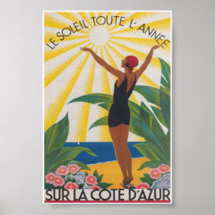 Poster Sur La Cote D' Azur France Viagens vintage
