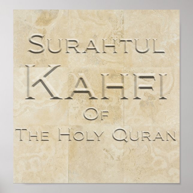 Poster Surahtul Kahfi na Pedra de Travertine (Frente)