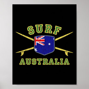 Poster Surf Austrália Vintage Surfboards Bandeira Austral