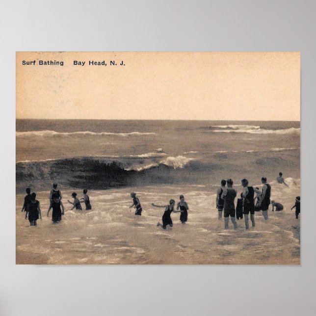 Poster Surf Bathing, Bay Head NJ, Vintage (Frente)