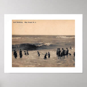 Poster Surf Bathing, Bay Head NJ, Vintage