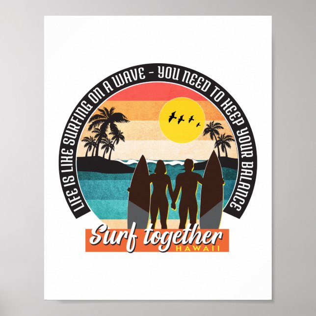 Poster Surf junto - Mantenha o equilíbrio (Frente)