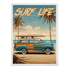 Póster Surf Live Poster woody station wagon
