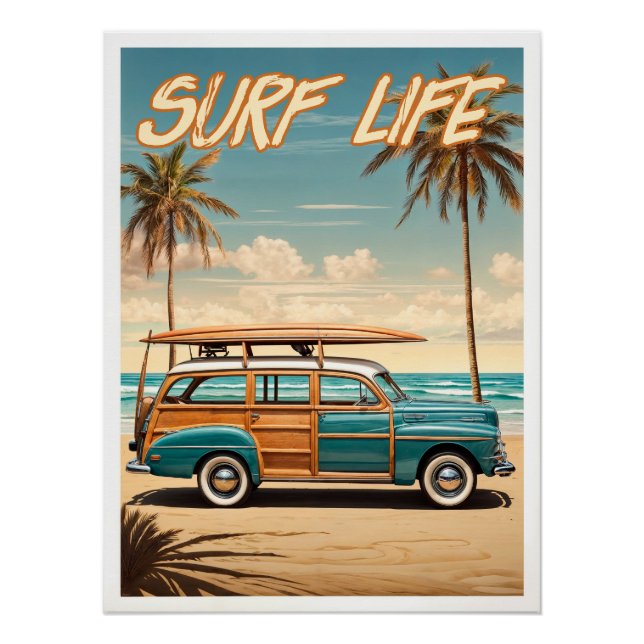 Póster Surf Live Poster woody station wagon (Frente)