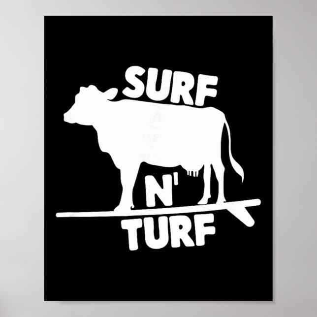 Poster Surf N' Turf Cow Surfing  (Frente)