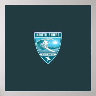 Poster Surf North Shore Kauai Hawaii