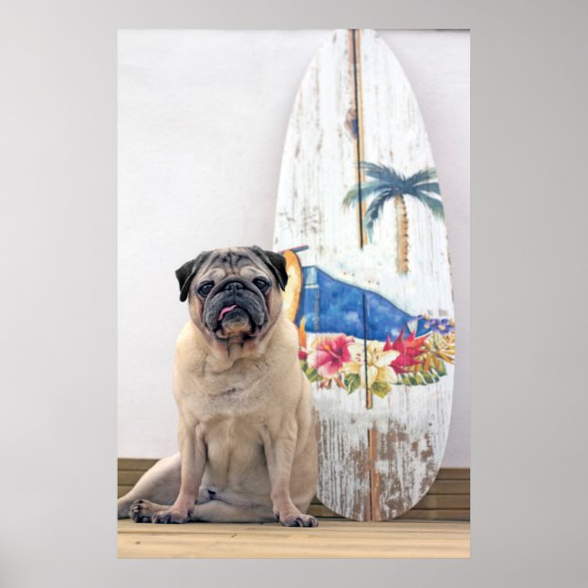 Poster Surf Pug (Frente)