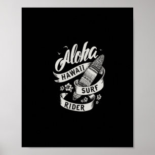 Poster surf rider de aloha hawaii