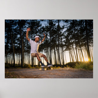 Poster Surf skater treinamento surfar em movimentos