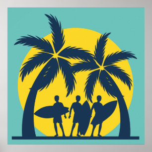 Poster Surf, sol e palmeiras, surf legal