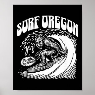 Poster Surf Vintage Oregon Surfismo Sasquatch Surfista 