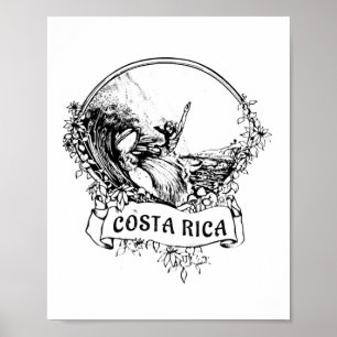 Poster Surfando Costa Rica Antigo Retro Throwck Surfista