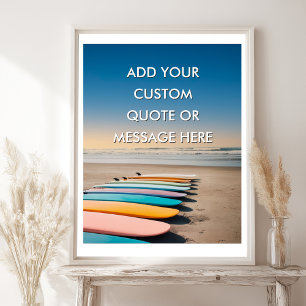 Poster Surfando na Praia - Crie Sua Própria Motivação 