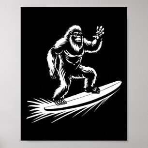 Poster Surfando o Pé Grande - Sasquatch Havaiano Engraçad