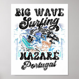 Poster Surfando Ondas Gigantes Nazaré Portugal Surfista S