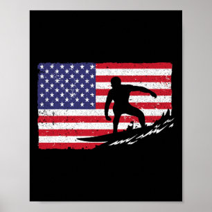 Poster Surfando Para Homens, 4 De Julho, Bandeira America