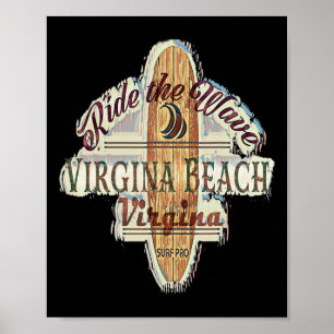 Poster Surfando, Prancha de Surfe, Longboard Distressed V