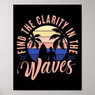 Poster Surfando Surfista Prancha de Surfe Encontre a Clar