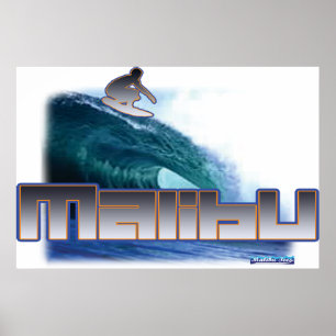 Póster Surfar da praia de Malibu