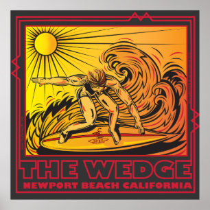 POSTER SURFAR DE CALIFÓRNIA DA PRAIA DE NEWPORT DA CUNHA