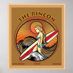 PÓSTER SURFAR DE RINCON SAN BARBARA CALIFÓRNIA