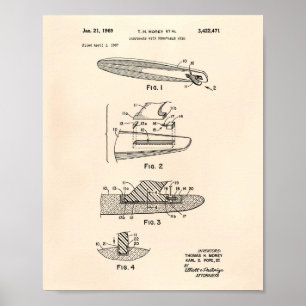 Póster Surfboard 1969 Patent Art Old Peper