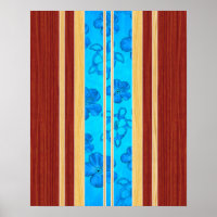 Surfboard de madeira Honu Hawiian Faux