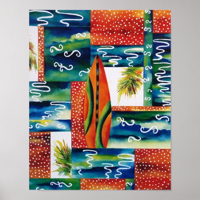 Póster Surfboard Laranja (Frente)