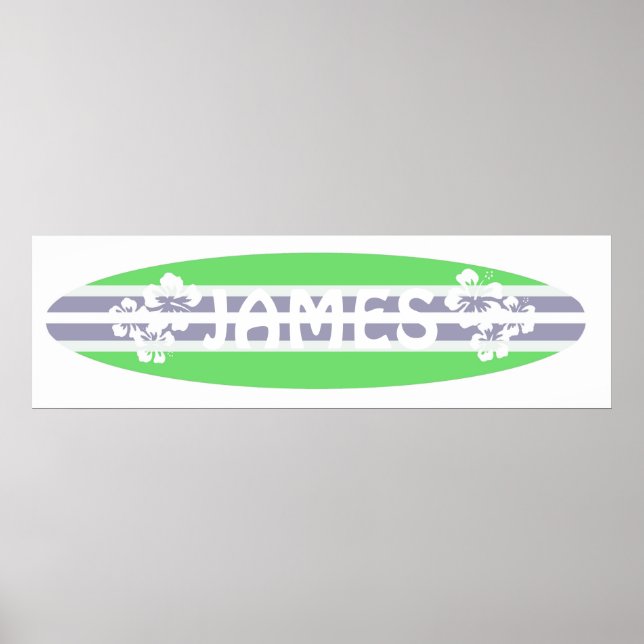 Poster Surfboard personalizável para meninos (Frente)