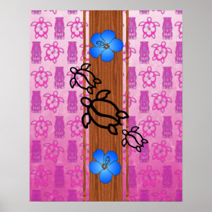 Póster Surfboard Retro Honu