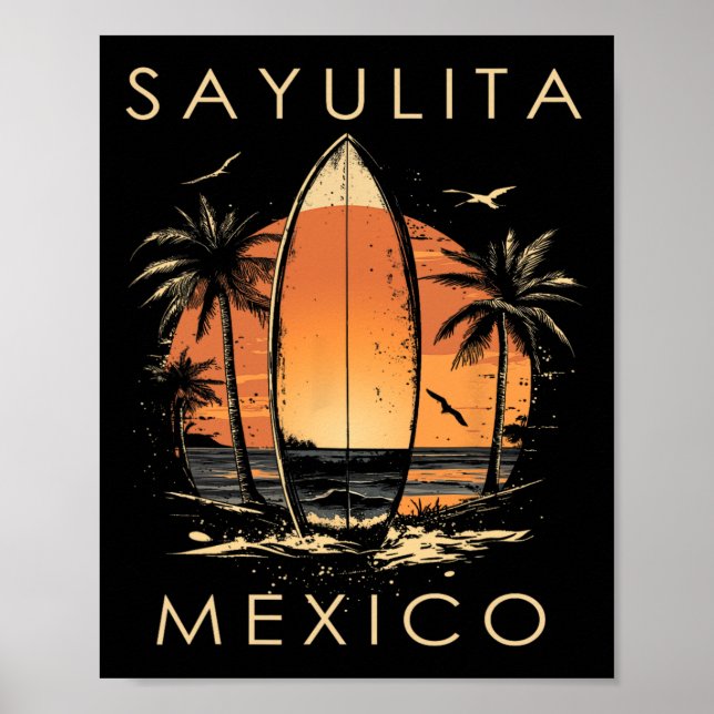 Poster Surfboarder Sayulita Mexico Beach Surfing Surfer V (Frente)