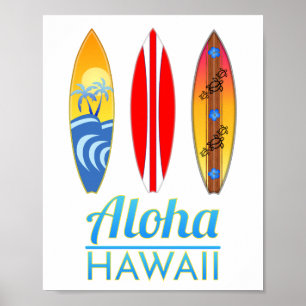 Poster Surfboards Aloha Hawaii