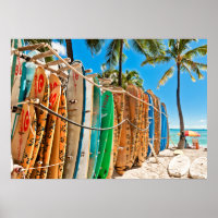 Surfboards na praia de Waikiki, Havaí