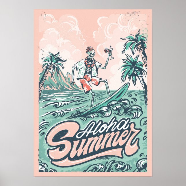 Poster Surfe de Verão em Aloha (Frente)