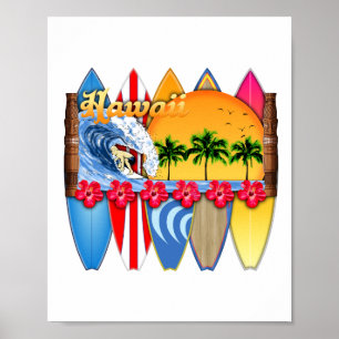 Poster Surfe nas Ilhas Havaianas