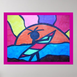 Poster Surfer Beach Sunset