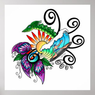 Poster Surfer Dude Cartoon