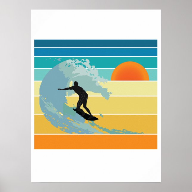 Poster Surfer Dude Vintage Sunset (Frente)