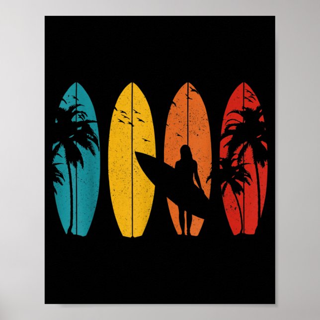 Poster Surfer Gift Vintage Surfing Surfing Surf Beach (Frente)